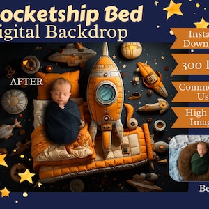 Newborn space digital backdrop boy, Rocketship Background, Outer Space backdrop, Spaceship overlay, Best backdrop for boys, Space digital