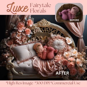 Newborn digital backdrop floral, Newborn Digital Backdrop, Girl backdrop for photographers,  Digital Backdrop Newborn, Baby digital backdrop