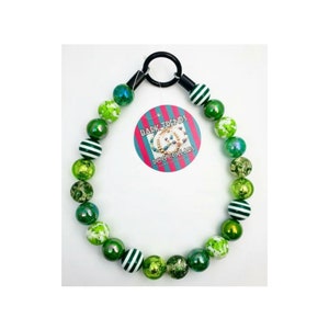 Shades Of Green - Beaded Dog Collar, Martingale, Big Dog, Unbreakable, High Tensile Strength, O Ring, Slip On, image 1