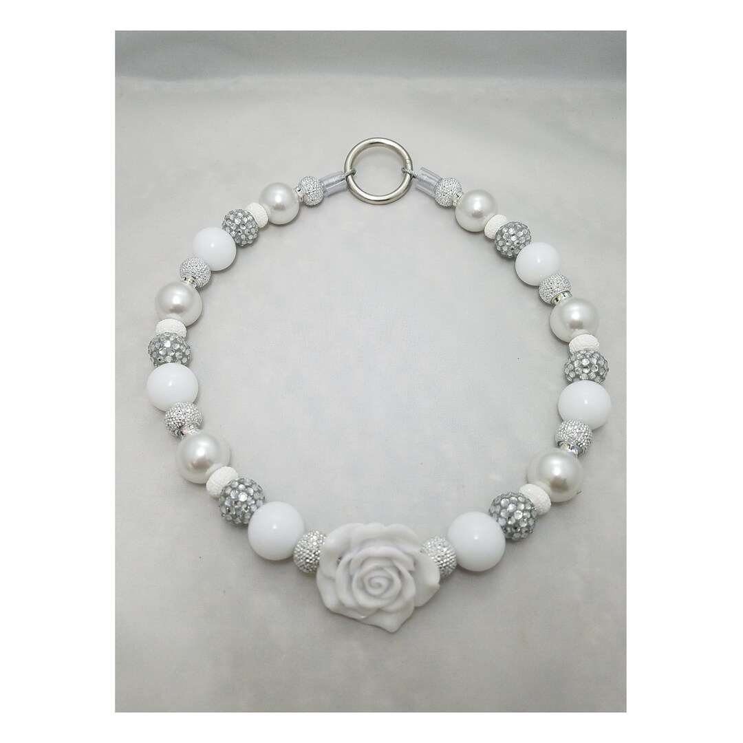 Winter Wonderland Beaded/pearl Dog Collar Unbreakable Glam Collars for