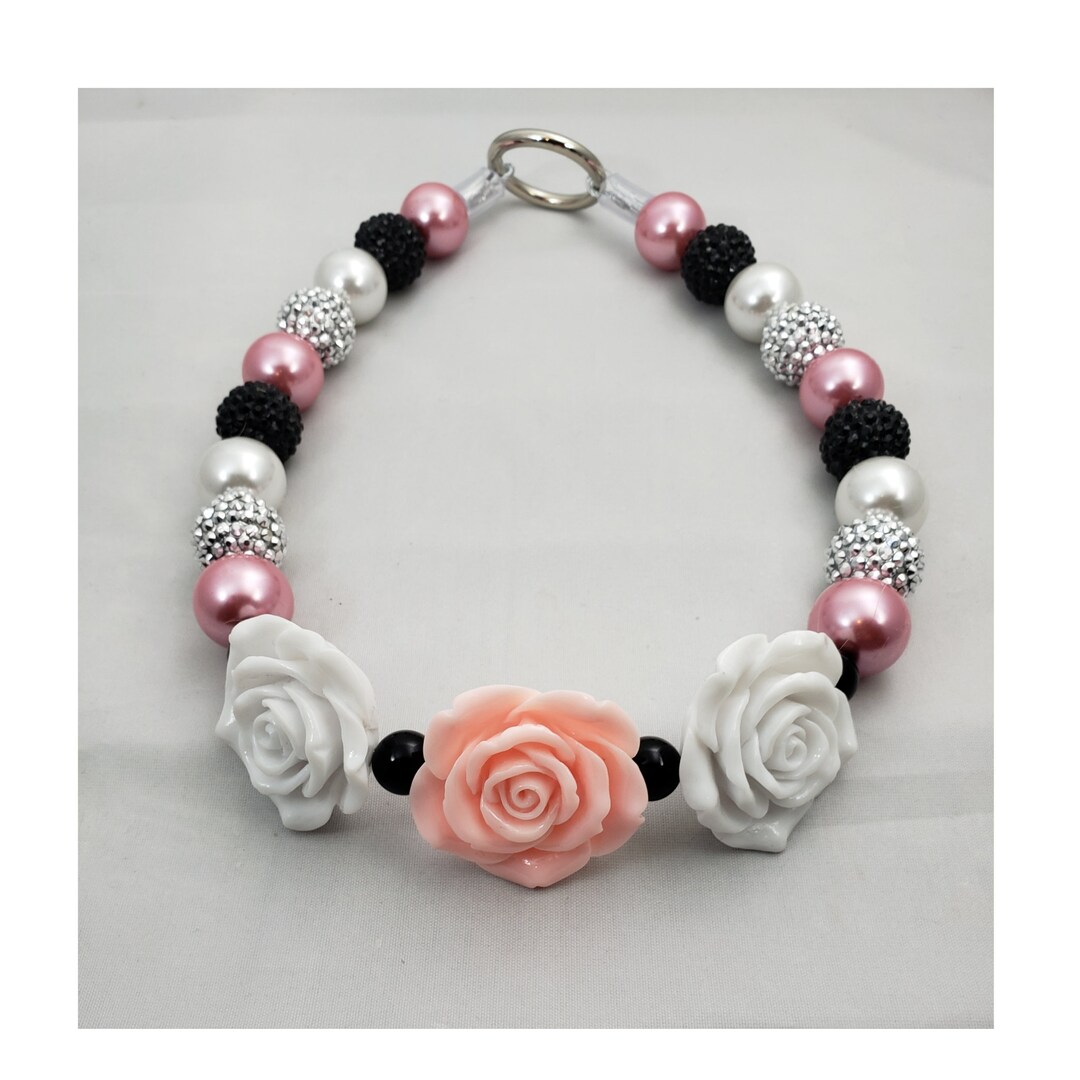Blush Dog Collar Unbreakable Pearl / Beaded Glam Collars for Etsy