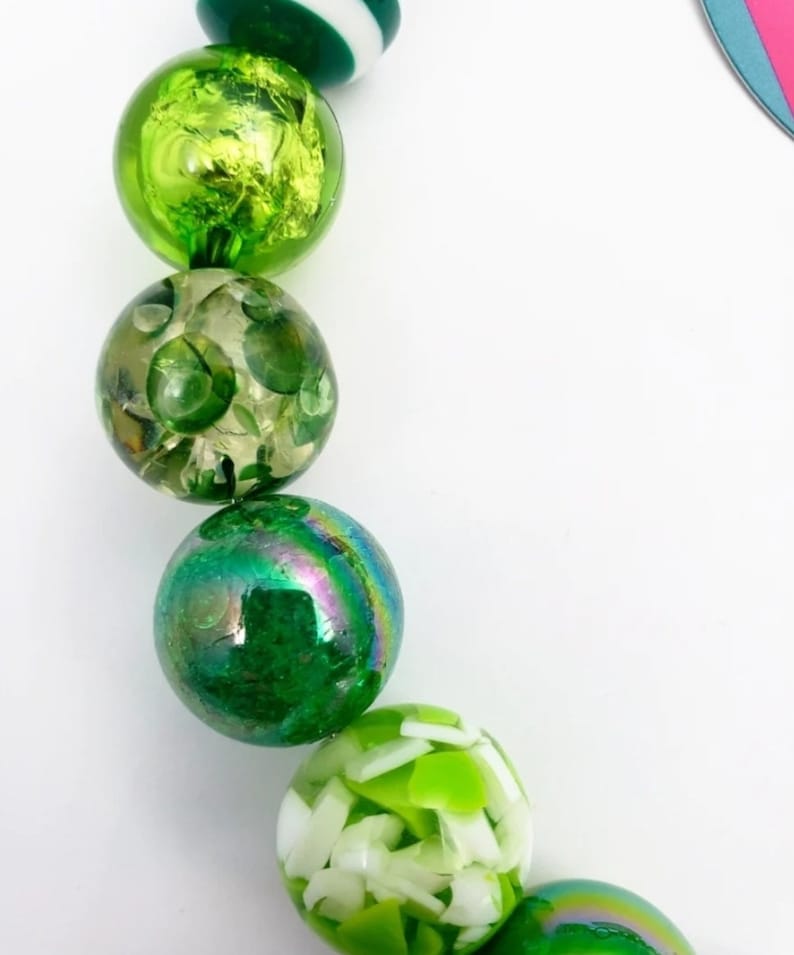 Shades Of Green - Beaded Dog Collar, Martingale, Big Dog, Unbreakable, High Tensile Strength, O Ring, Slip On, image 3