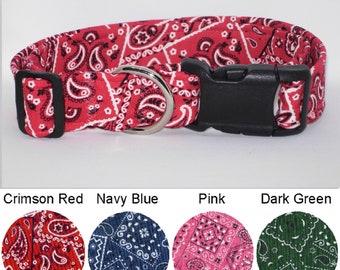 Bandana Dog Collar | with Dog Bow tie | Navy Blue, Pink, Purple, Green, Black, Red Bandana | Western Bandana | Show Dog Collars | Pet Collar