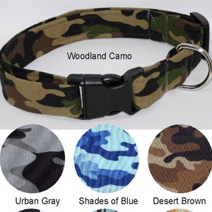 Camo Dog Collar | with Dog Bow tie | Woodland Camo, Urban Camo, RealTree Camo, Navy Blue Camo, Desert Camo, Digital Snow | Show Dog Collars