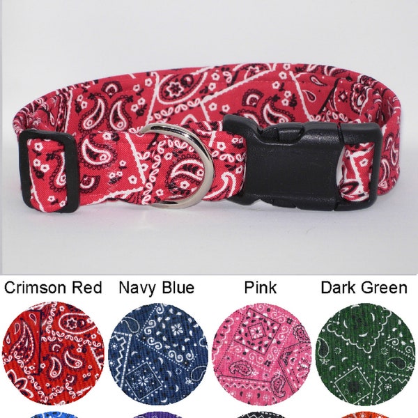 Bandana Dog Collar | with Dog Bow tie | Navy Blue, Pink, Purple, Green, Black, Red Bandana | Western Bandana | Show Dog Collars | Pet Collar