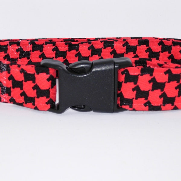 Scottie Dog Collar | With Dog Bow tie | Black & Red Collar | Scottish Terrier | Cool Dog Collar | Large and Small Dogs | Show Dog Collars