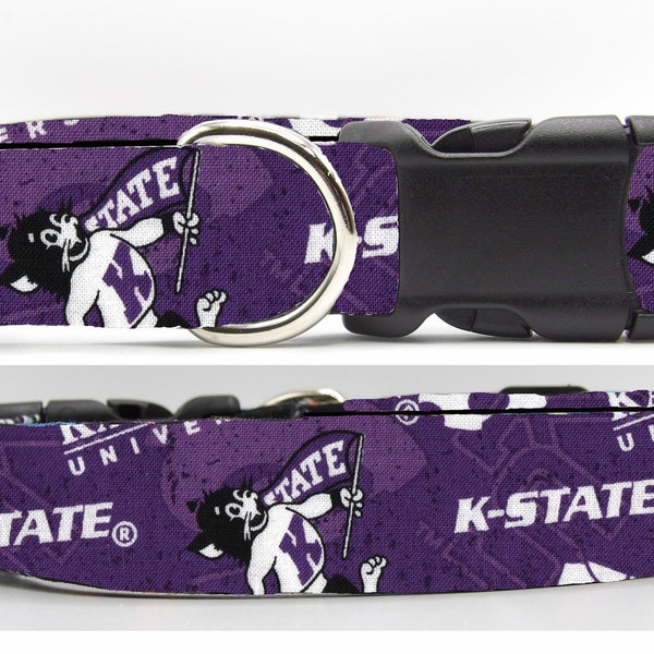 Kansas Dog Collar, With Dog Bow tie, K-State Wildcats, College Grad Collar, Cool Sports Collar, Large Dog, Small Dog, Show Dog Collar