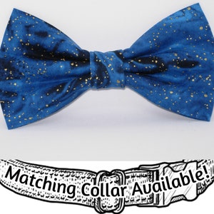 Blue & Gold Dog Bow tie | Metallic Gold Flakes on Midnight Blue | Weddings | Removable Dog Bow tie | Cool Dog Collars, Large Dog, Small Dogs
