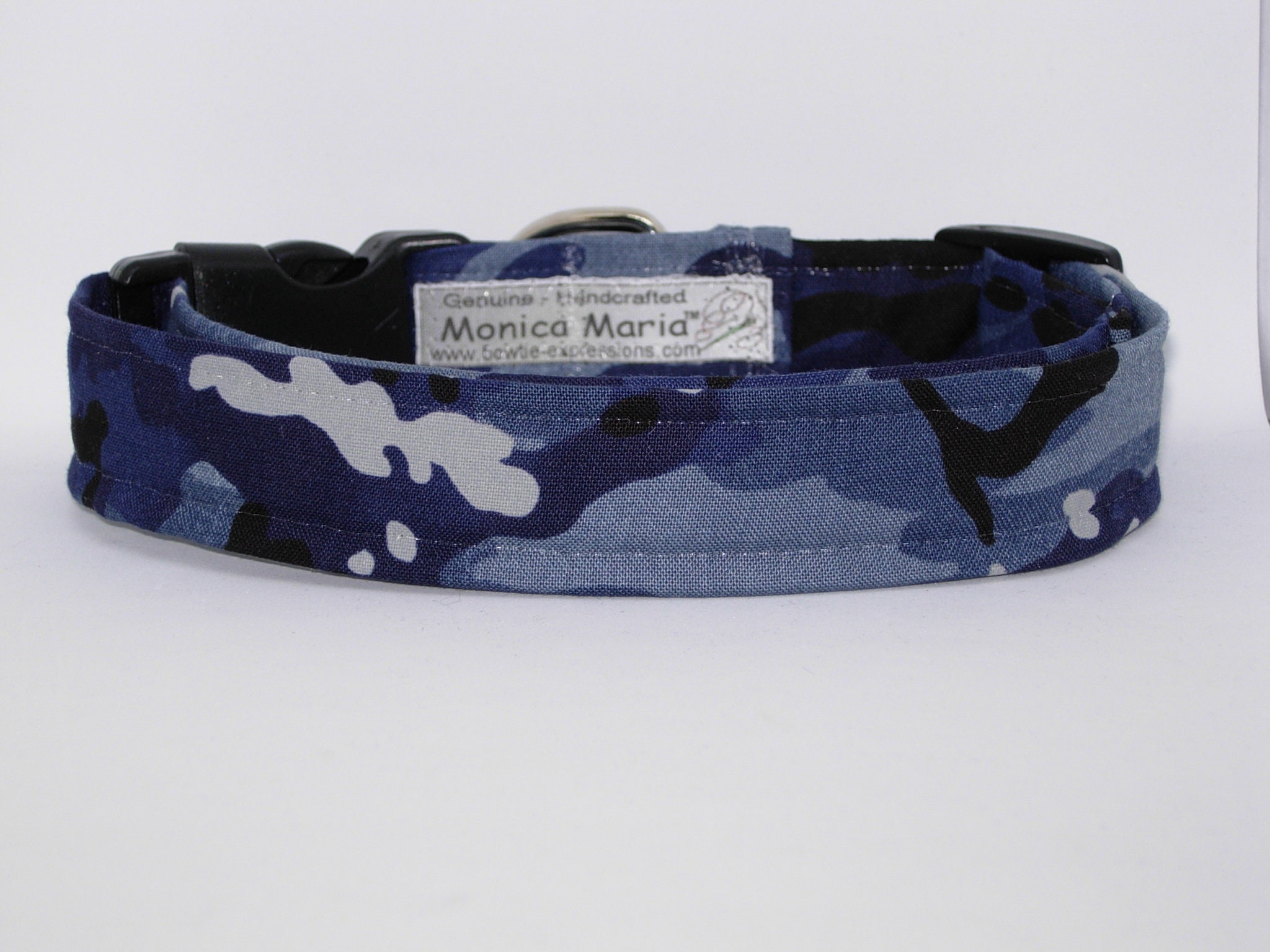 Navy Blue Camo Dog Collar With Dog Bow Tie Blue Camo Etsy