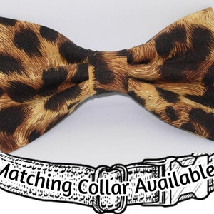 Leopard Print Dog Bow tie | Brown & Tan Leopard Print | Wild Animal Bow tie | Removable Dog Bow tie | Cool Dog Collars, Large Dog, Small Dog