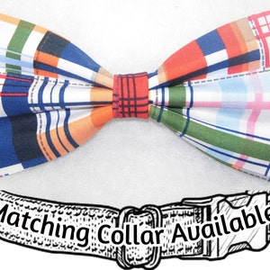 Madras Plaid Dog Bow tie | Patchwork Plaid | Removable Dog Bow tie | Bright & Breezy Collar | Cool Dog Collars | Large Dog | Small Dogs