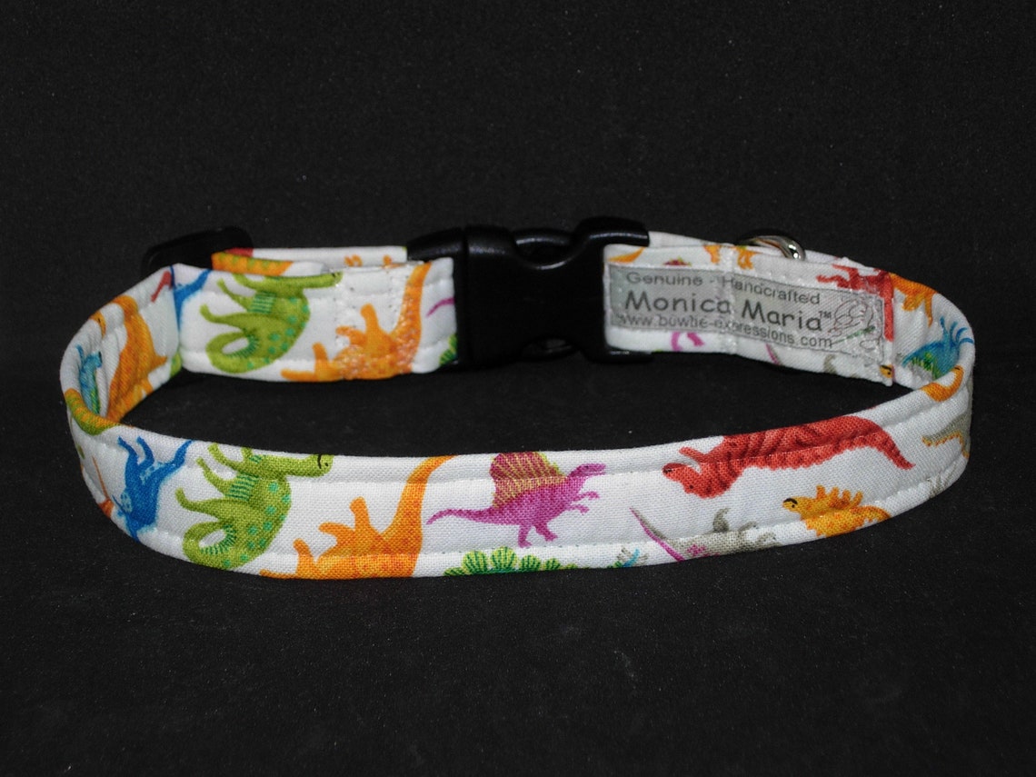 Dino Dog Collar With Dog Bow tie Colorful Toy Dinosaurs Etsy