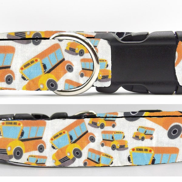 School Bus Dog Collar, With Dog Bow tie, Yellow School Buses, Bus Driver Gift, Back to School Collar, Cool Dog Collar, Large Dog, Small Dog