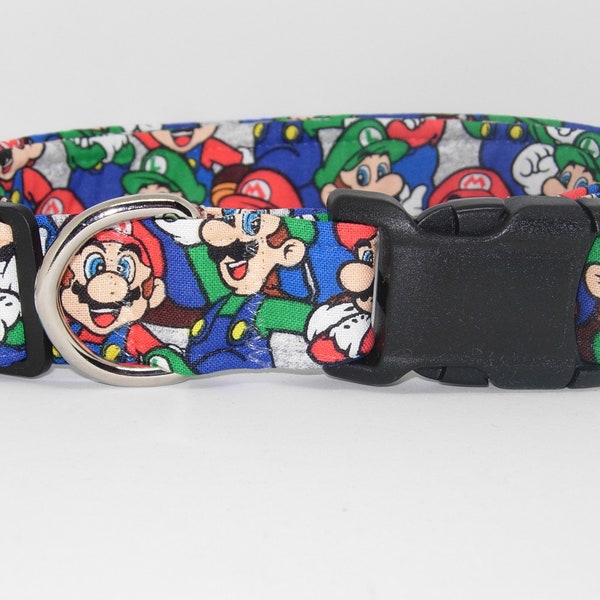 Super Mario Dog Collar, With Dog Bow tie, Mario & Luigi Collar, Video Gamer Gift, Cool Dog Collar, Large Dogs, Small Dogs, Show Dog Collars