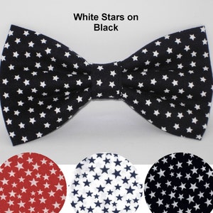 Super Star Dog Bow tie | Stars on Black, Red, White & Navy Blue | Matching Dog Collar | Cool Dog Collar | Large Dogs | Small Dogs | Show Dog