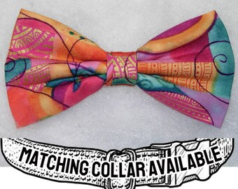 Pink and Gold Dog Bow tie | Metallic Gold, Trendy Peach & Teal | Removable Dog Bow tie | Weddings, Cool Dog Collars, Large Dogs, Small Dogs