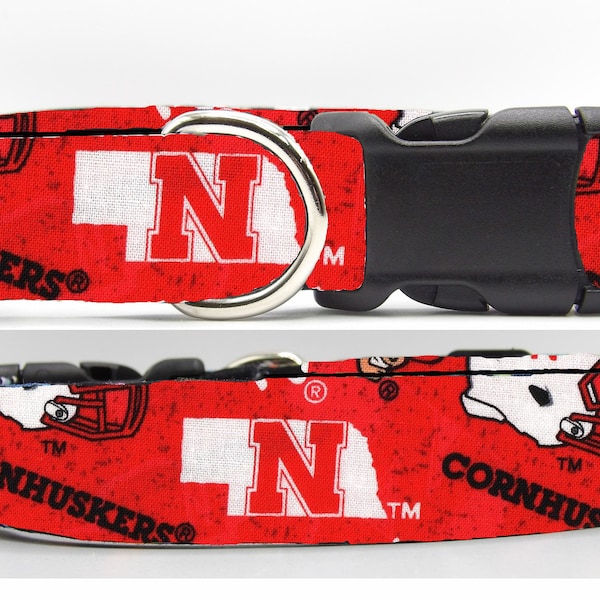 Nebraska Dog Collar, With Dog Bow tie, Nebraska Cornhuskers, College Grad Collar, Cool Sports Collar, Large Dog, Small Dog, Show Dog Collar