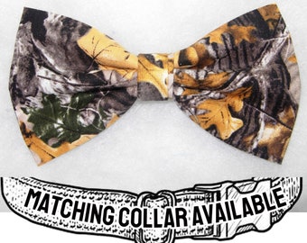 Forest Camo Dog Bow tie | Leaves & Trees Hunting Camo | Removable Dog Bow tie | Wedding Bow tie | Cool Dog Collars | Large Dog | Small Dogs