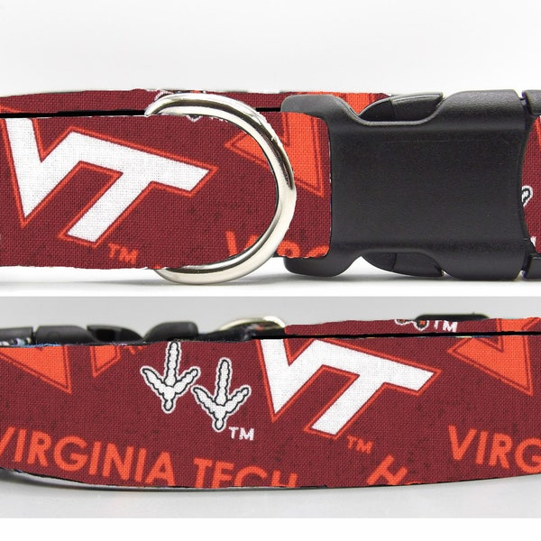 Virginia Tech Dog Collar, With Dog Bow tie, VT Hokies, College Grad Collar, Cool Sports Collar, Large Dog, Small Dog, Show Dog Collar