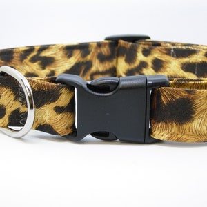 Leopard Print Dog Collar, With Dog Bow tie, Brown & Tan Leopard Spots, Wild Animal Print, Cool Dog Collars, Large Dogs, Small Dogs, Show Dog