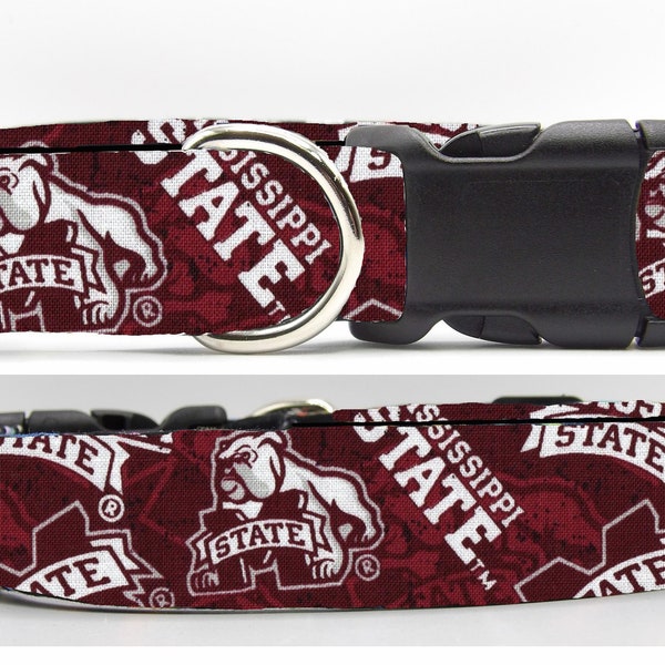 Mississippi State Dog Collar, With Dog Bow tie, Bulldogs, College Dog Collar, Cool Sports Dog Collar, Large Dog, Small Dog, Show Dog Collar