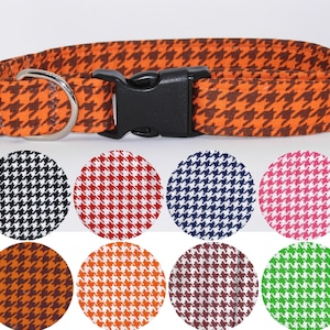 Houndstooth Dog Collar | Dog Bow tie | Black & White, Red, Navy Blue, Pink, Brown, Orange, Green | Show Dog Collar | Large Dogs | Small Dogs