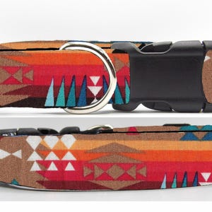 Navajo Dog Collar | With Dog Bow tie | Southwest Sunset | Red, Orange, Brown & Turquoise Blue | Cool Dog Collars | Large Dogs | Small Dogs