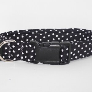 Super Star Dog Collar, With Dog Bow tie, White Stars on Black, Black & White Collar, Cool Dog Collar, Large Dogs, Small Dog, Show Dog Collar