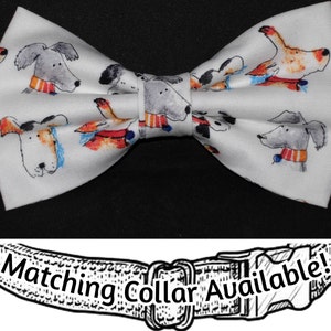 Rescue Dog Bow tie | Cute Dogs on White | Removable Dog Bow tie | Cartoon Dog Collars | Cool Dog Collar | Large Dogs | Small Dogs | Show Dog