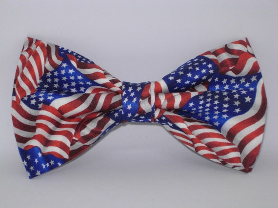 American Flag Dog Bow Tie Red White & Blue Removable Dog | Etsy