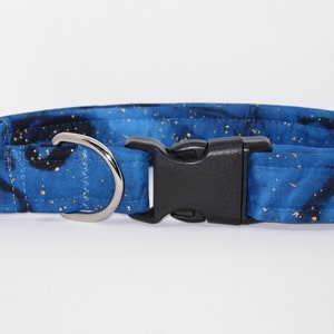 Blue & Gold Dog Collar | Dog Bow tie | Metallic Gold Flakes on Midnight Blue | Cool Dog Collars | Large Dog | Small Dogs | Show Dog Collars