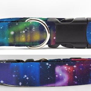 Northern Lights Dog Collar, With Dog Bow tie, Twinkling Stars in Outer Space, Stargazing, Cool Dog Collar, Large & Small Dogs, Show Dog