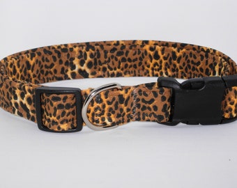 Cheetah Print Dog Collar | With Dog Bow tie | Black, Brown, Tan Cheetah Print | Cool Dog Collars | Large Dogs | Small Dogs | Show Dog Collar