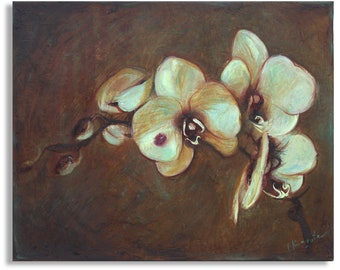 My Little Orchid's Dream by Inesa Kayuta, original painting oil on canvas, 16x20" still life old style orchids best gift home decor Fine Art