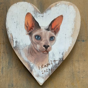Custom made Pet Painting Portrait, need to be ordered. Woody heart, miniature portrait, dog, cat, kitty, horse, bunny, rat image 3