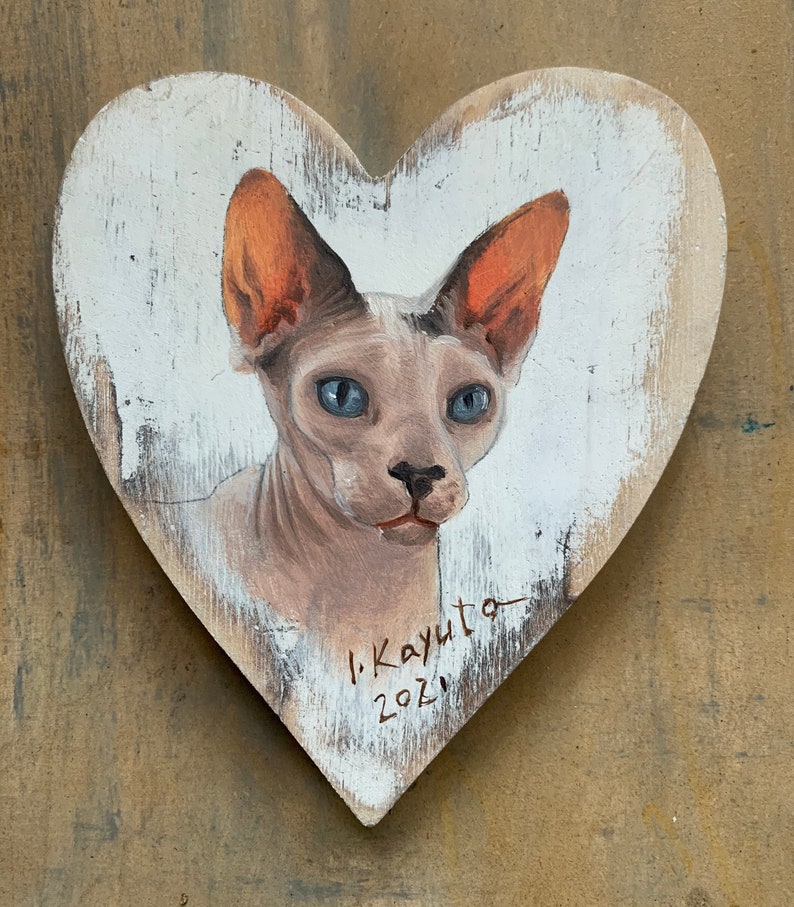 Custom made Pet Painting Portrait, need to be ordered. Woody heart, miniature portrait, dog, cat, kitty, horse, bunny, rat image 3