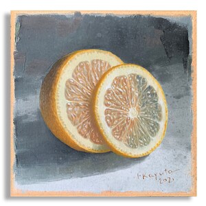 Lemon. Artist print on a Board Archival Paper Protected. Kitchen decor Wall decor fruits gift Fine Art Kitchen Food image 1