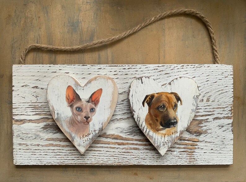 Custom made Pet Painting Portrait, need to be ordered. Woody heart, miniature portrait, dog, cat, kitty, horse, bunny, rat image 2