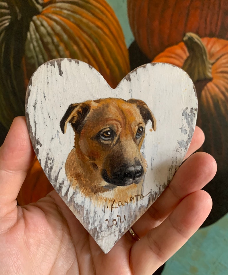 Custom made Pet Painting Portrait, need to be ordered. Woody heart, miniature portrait, dog, cat, kitty, horse, bunny, rat image 4