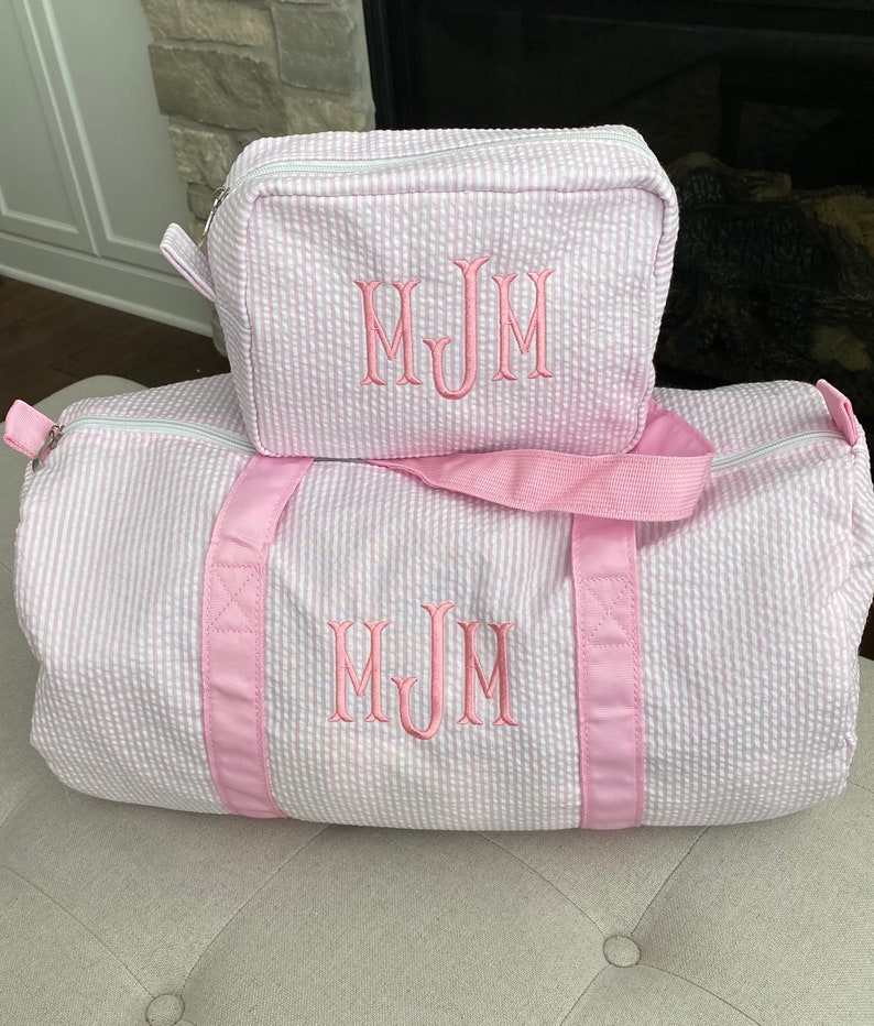Personalized Seersucker Kids Duffle Bag Toiletry Bag Set Etsy