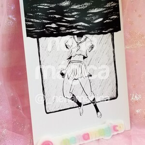 Rain storm - Body horror - Glossy print - Original Character Print - Weirdo Art - Monochrome - Ink brush - Micron pens - Surrealism