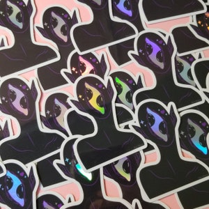 Double Iris - No Face Sticker - Surrealism - Lowbrow Art - Creepy Cute - Kowai - Holographic - Demon Girl - Body Horror - Monster - Weirdo