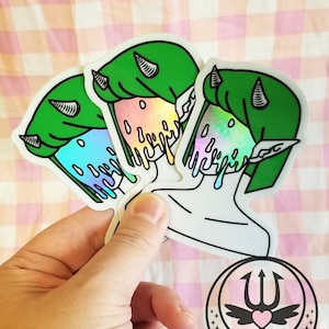 Slime Girl V2 - No Face Sticker - Surrealism - Lowbrow Art - Creepy Cute - Kowai - Holographic - Demon Girl - Body Horror - Monster - Weirdo