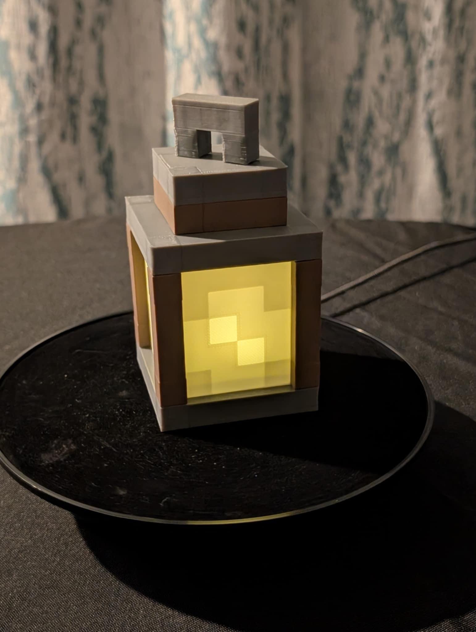 Minecraft Lantern Tealight – 3D Printed Gamer Room Decor, LED Night