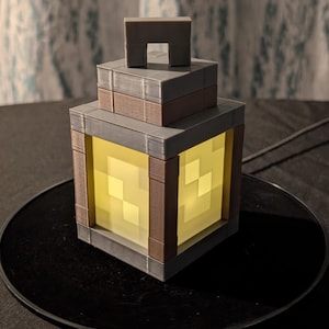 Minecraft-Inspired Lantern Tea Light – 3D Printed Glow Cube Lamp – Gamer Room Decor, Night Light, LED Included