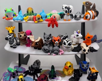 PAQUETE DE 4 - Elige tu mini animal / Figura de animal impresa en 3D / Juguete antiestrés articulado / Compañero de escritorio coleccionable