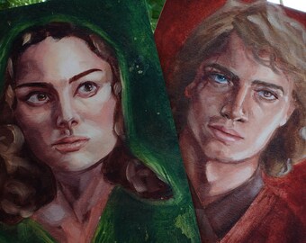 Ensemble d'impressions d'art Padme et Anakin - Fan Art Star Wars en édition limitée