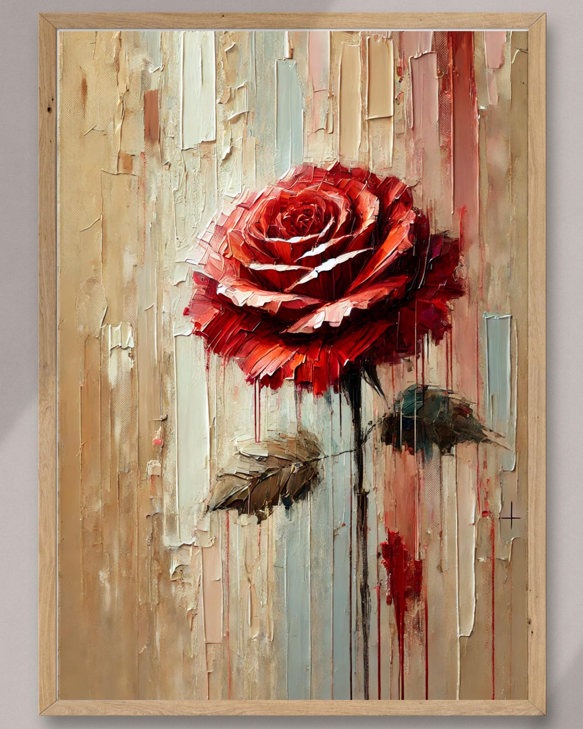 Abstract Red Rose Art Print | Textured Floral Wall Decor (digital ...