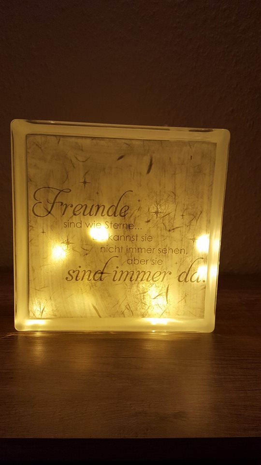 Glasbaustein Beleuchtet mit Spruch " Freunde 2 " Etsy.de