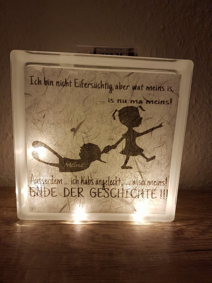 Glasbaustein Beleuchtet mit Was meins ist meins Etsy